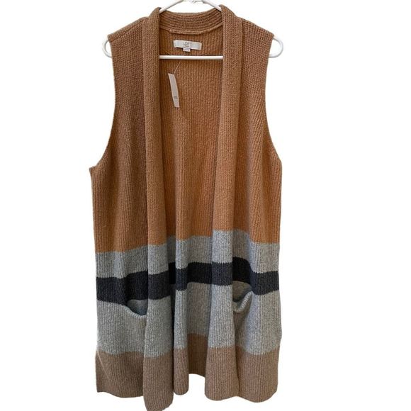 LOFT Sweaters - NWT Loft Colorblock Pocket Sweater Vest Size 16/18 Duster Cardigan